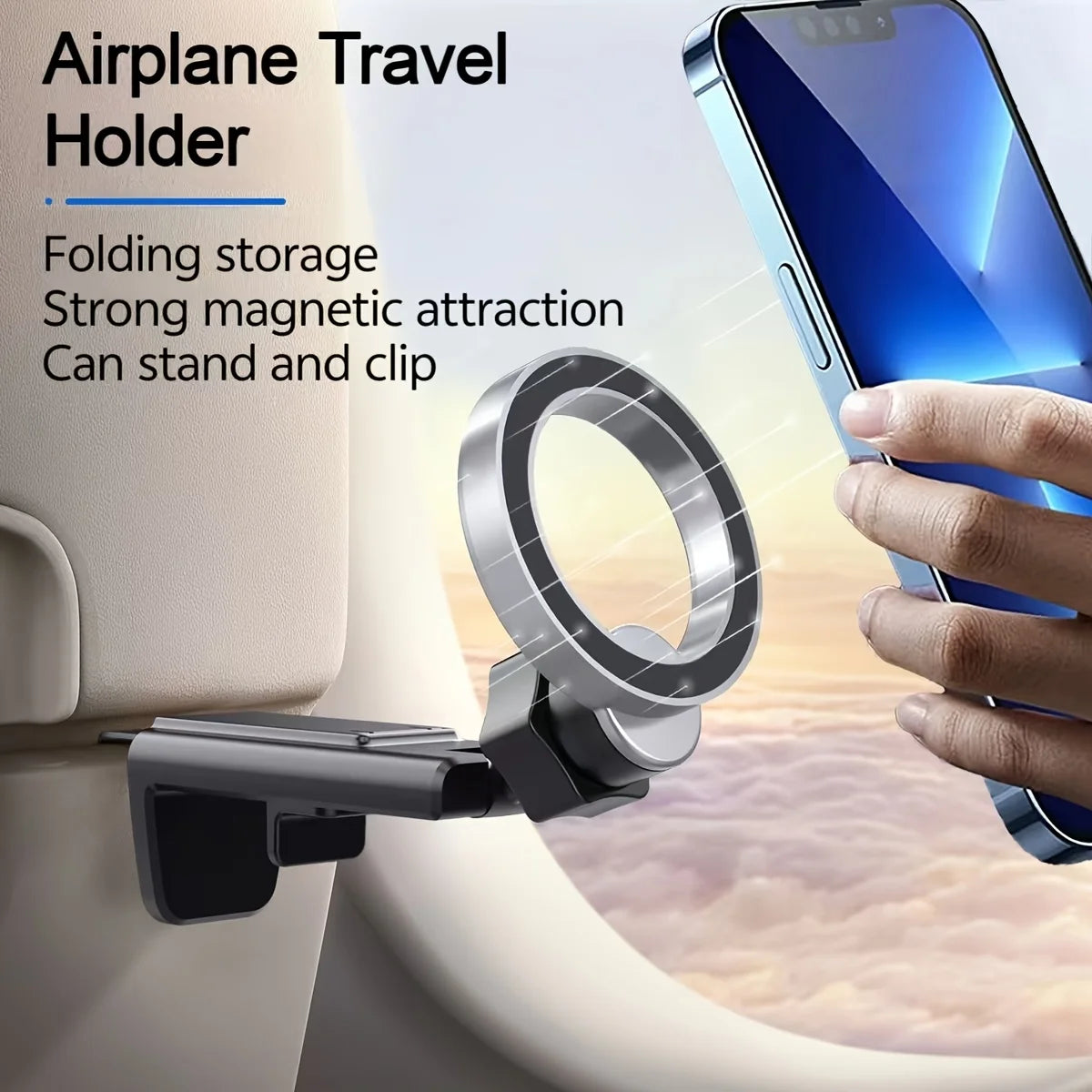 Magnetic Cell Phone Holder Airplane Travel Essentials Phone Holder Desktop Cell Phone Holder Tray Table Phone Holder