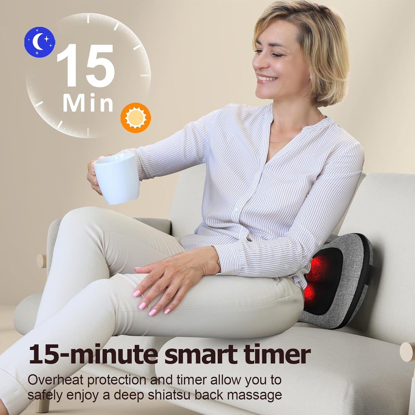 Shiatsu Back Massager with Heat – Deep Tissue Massage for Neck, Shoulder, Leg, Upper & Lower Back Pain Relief, Electric Kneading 3D Massage Pillow Gifts for Men Women Dad, Mom, Christmas