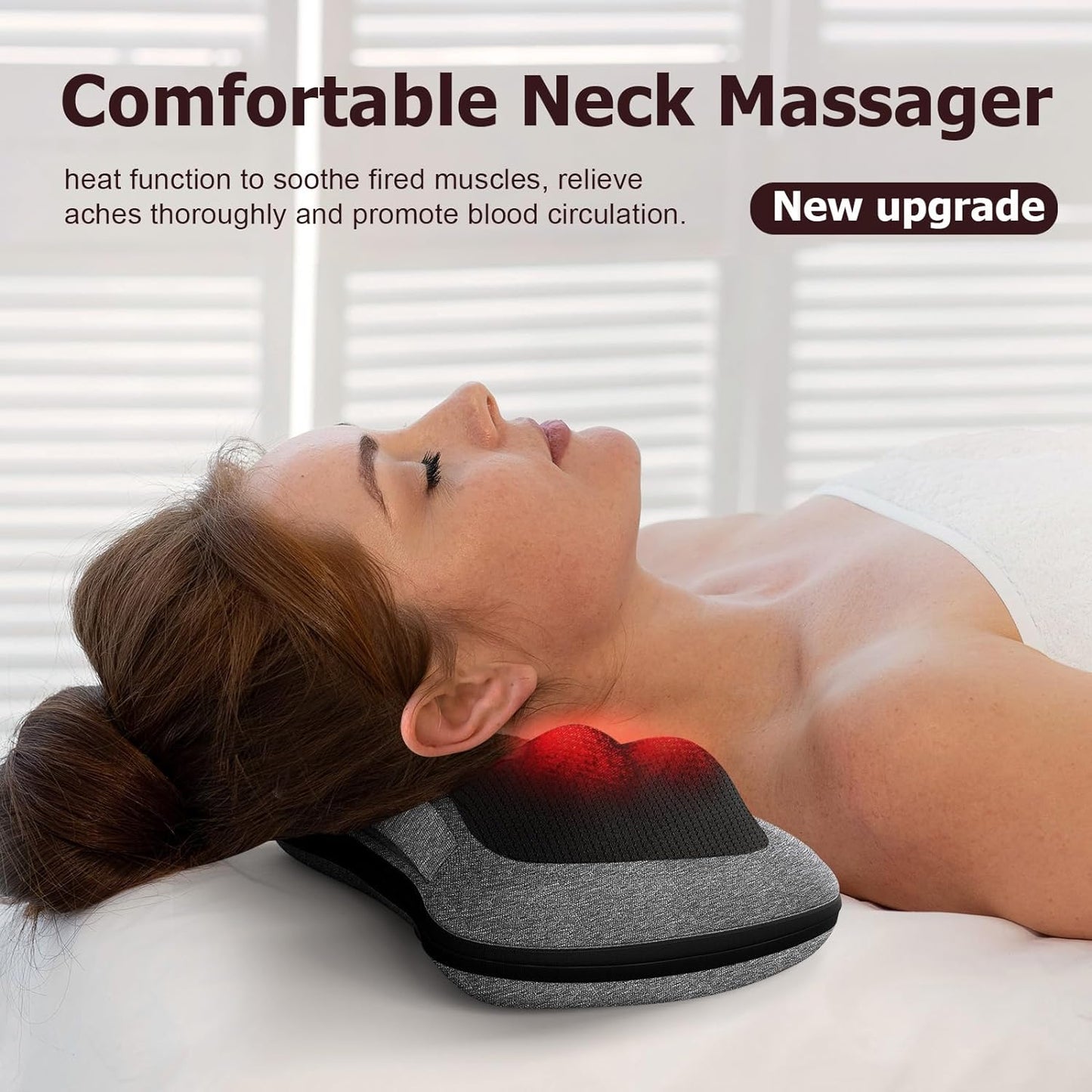 Shiatsu Back Massager with Heat – Deep Tissue Massage for Neck, Shoulder, Leg, Upper & Lower Back Pain Relief, Electric Kneading 3D Massage Pillow Gifts for Men Women Dad, Mom, Christmas