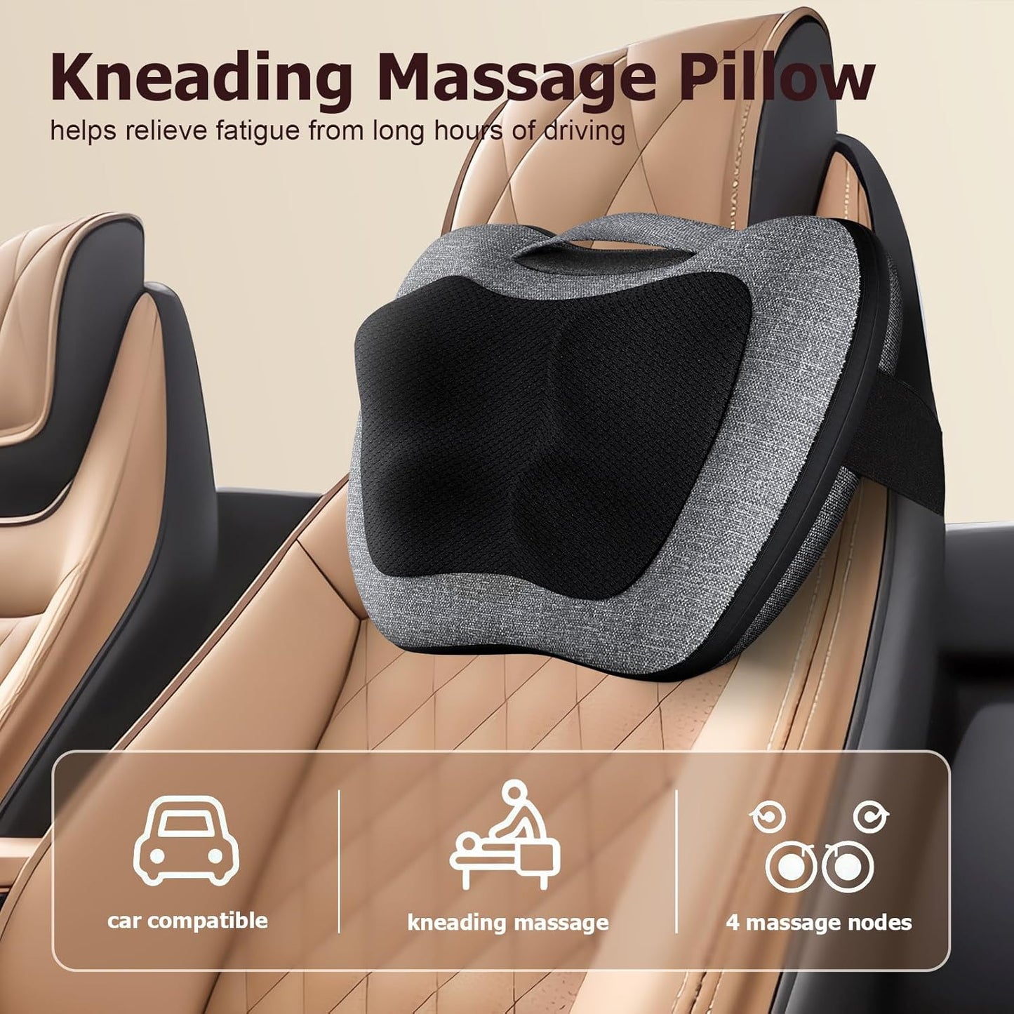 Shiatsu Back Massager with Heat – Deep Tissue Massage for Neck, Shoulder, Leg, Upper & Lower Back Pain Relief, Electric Kneading 3D Massage Pillow Gifts for Men Women Dad, Mom, Christmas