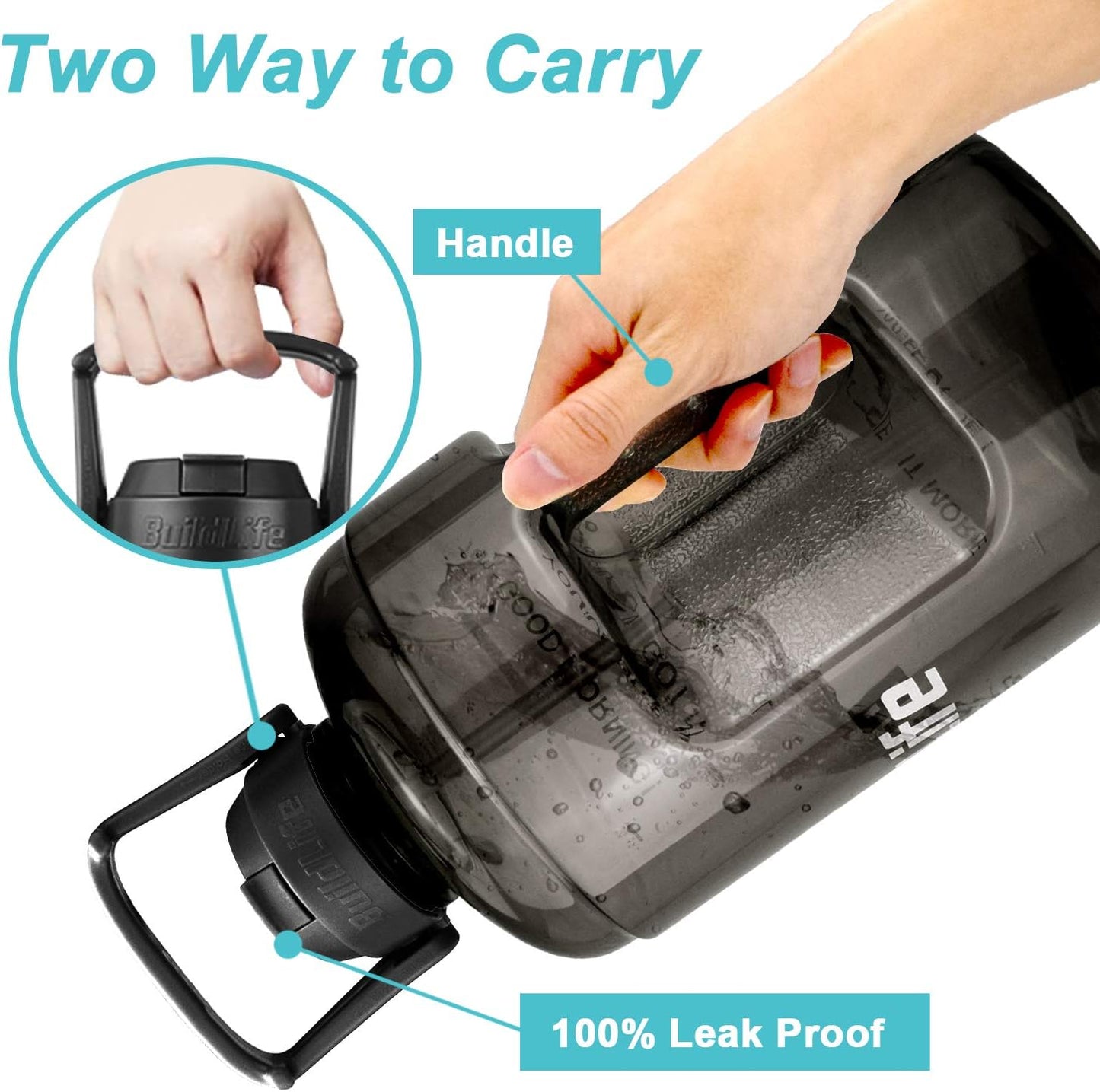 Water Bottle Water Jug 1 Gallon 128OZ/73OZ BPA Free | with Straw, Motivational Time Marker, Leak-Proof, Reusable, Gym, Sports, Outdoor, Large