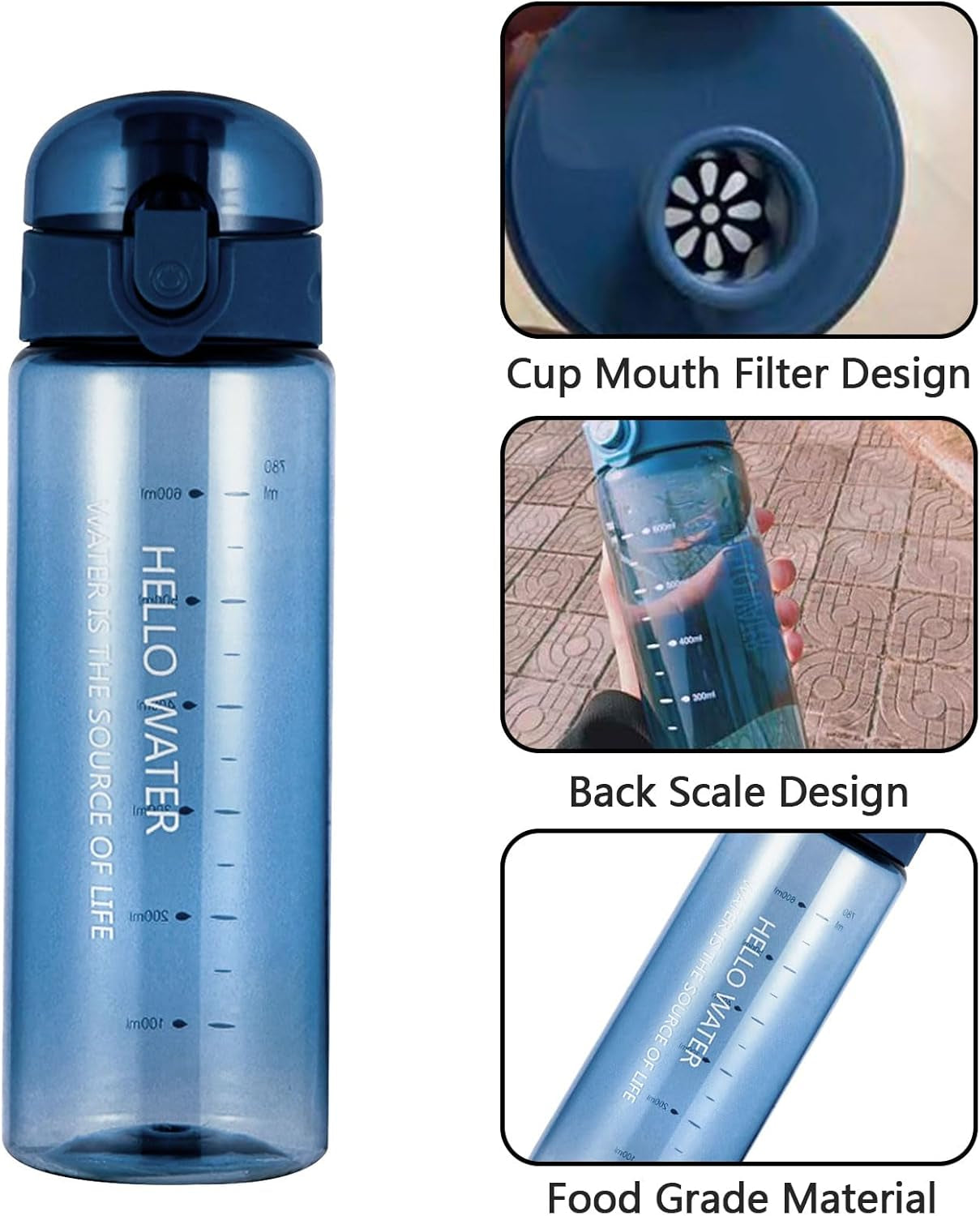 Water Bottle Sports Water Bottle, Reusable Clear Water Bottle Bpa-Free Water Bot