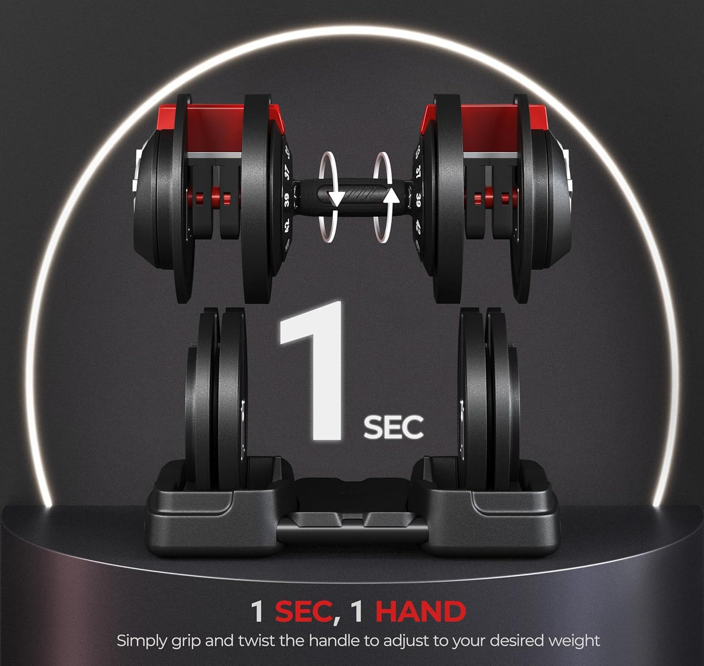 Adjustable Dumbbell Set 28/40/52.5/90LBS Adjustable Dumbbells Fast Adjust Dumbbell Weight Set with Anti-Slip Handle and Tray for Men/Women Home Gym Strength Training Equipment Single/Pair