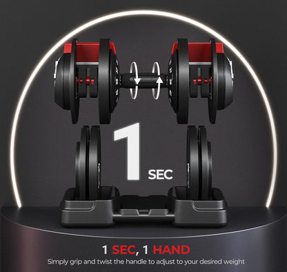 Adjustable Dumbbell Set 28/40/52.5/90LBS Adjustable Dumbbells Fast Adjust Dumbbell Weight Set with Anti-Slip Handle and Tray for Men/Women Home Gym Strength Training Equipment Single/Pair
