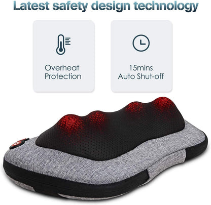 Shiatsu Back Massager with Heat – Deep Tissue Massage for Neck, Shoulder, Leg, Upper & Lower Back Pain Relief, Electric Kneading 3D Massage Pillow Gifts for Men Women Dad, Mom, Christmas