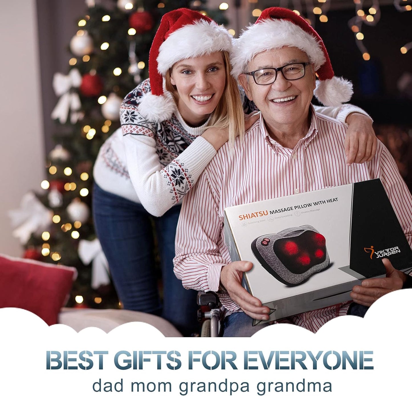 Shiatsu Back Massager with Heat – Deep Tissue Massage for Neck, Shoulder, Leg, Upper & Lower Back Pain Relief, Electric Kneading 3D Massage Pillow Gifts for Men Women Dad, Mom, Christmas
