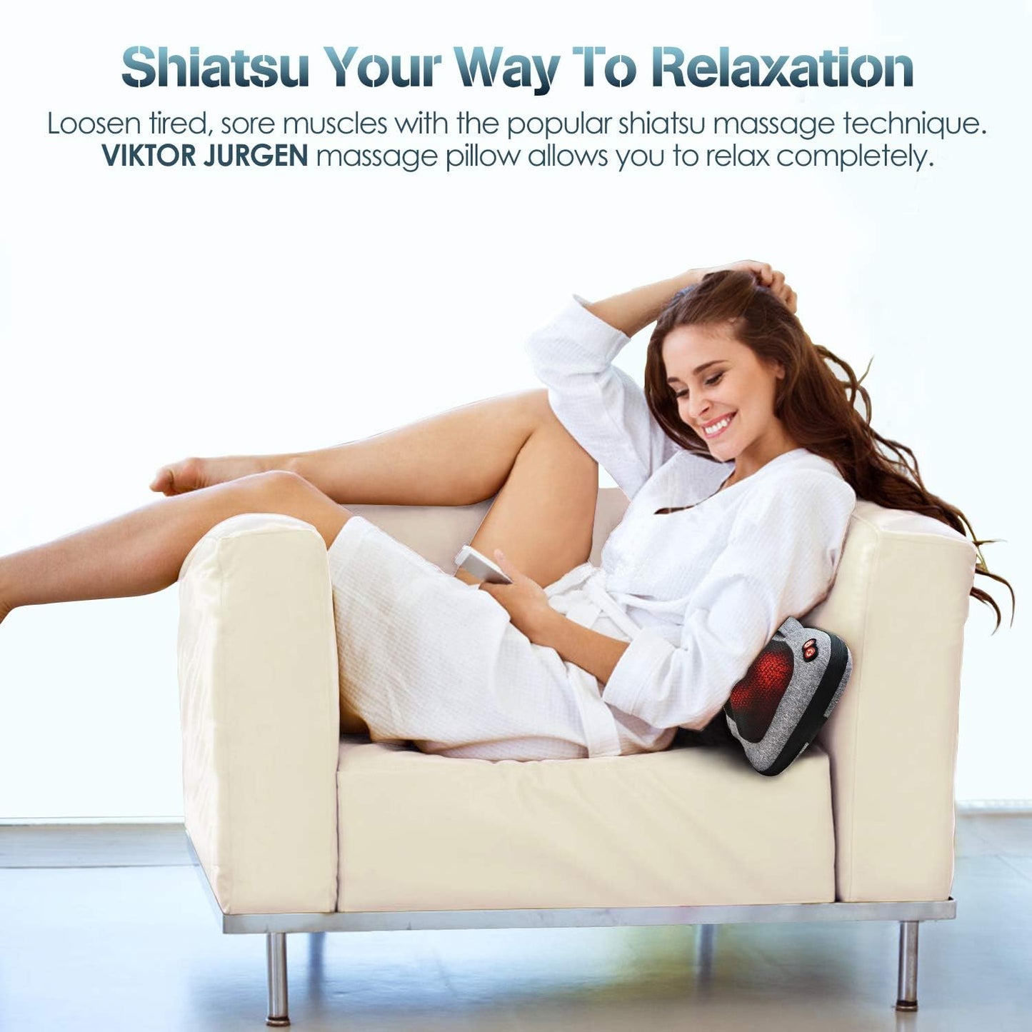 Shiatsu Back Massager with Heat – Deep Tissue Massage for Neck, Shoulder, Leg, Upper & Lower Back Pain Relief, Electric Kneading 3D Massage Pillow Gifts for Men Women Dad, Mom, Christmas