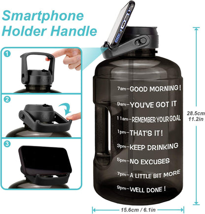 Water Bottle Water Jug 1 Gallon 128OZ/73OZ BPA Free | with Straw, Motivational Time Marker, Leak-Proof, Reusable, Gym, Sports, Outdoor, Large