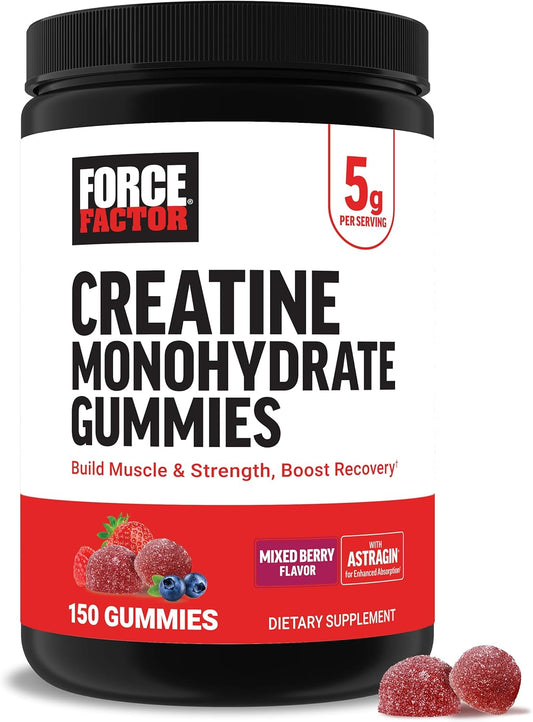 Creatine Monohydrate Gummies, 5G Dose for Men & Women to Support Muscle, Strength, Recovery, Cognitive Health & Memory, Mixed Berry, 150 Gummies