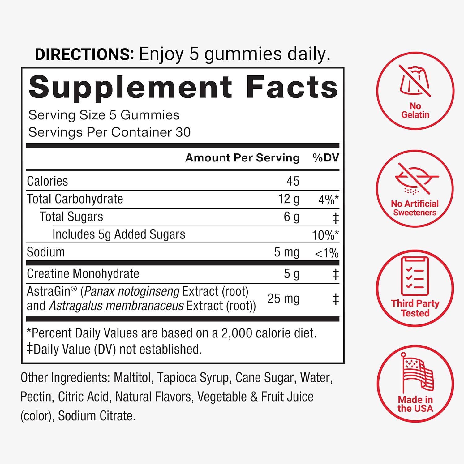 Creatine Monohydrate Gummies, 5G Dose for Men & Women to Support Muscle, Strength, Recovery, Cognitive Health & Memory, Mixed Berry, 150 Gummies