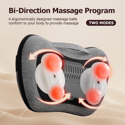 Shiatsu Back Massager with Heat – Deep Tissue Massage for Neck, Shoulder, Leg, Upper & Lower Back Pain Relief, Electric Kneading 3D Massage Pillow Gifts for Men Women Dad, Mom, Christmas