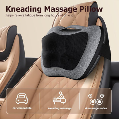 Shiatsu Back Massager with Heat – Deep Tissue Massage for Neck, Shoulder, Leg, Upper & Lower Back Pain Relief, Electric Kneading 3D Massage Pillow Gifts for Men Women Dad, Mom, Christmas