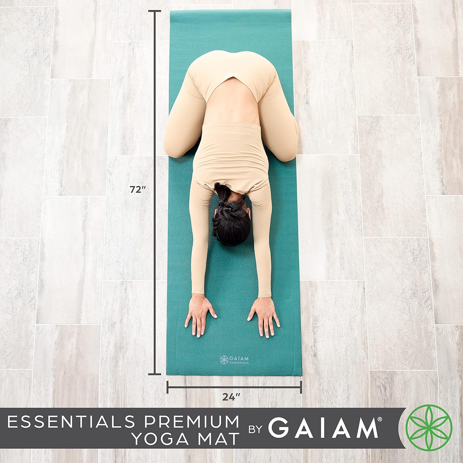 Essentials Premium Yoga Mat with Yoga Mat Carrier Sling (72"L X 24"W X 1/4 Inch Thick)