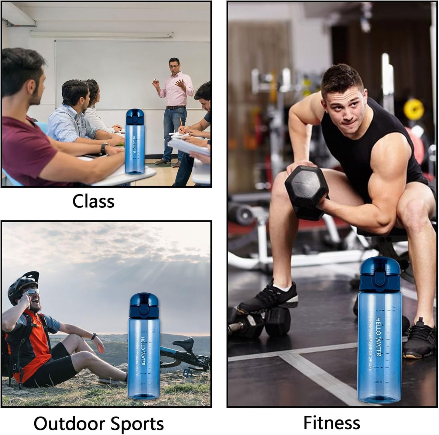 Water Bottle Sports Water Bottle, Reusable Clear Water Bottle Bpa-Free Water Bot