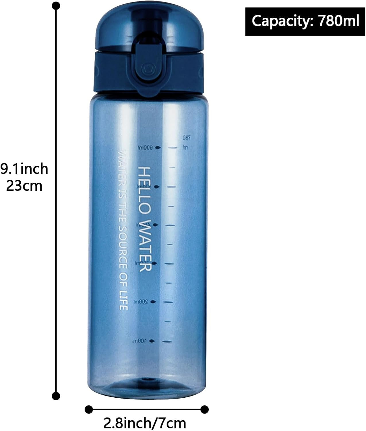 Water Bottle Sports Water Bottle, Reusable Clear Water Bottle Bpa-Free Water Bot